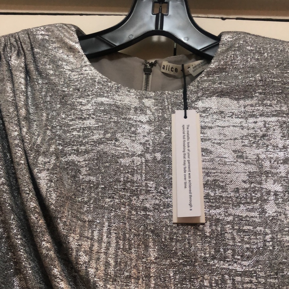NWT $330 ALICE + OLIVIA Delora Ruched Metallic Mini Dress in size 14 ! - Picture 12 of 12